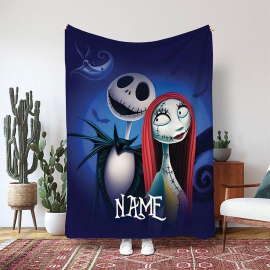 Discover Nightmare Before Christmas Jack Blanket, Disney Spooky Love Couple Blanket, Tim Burton Movie Decor, Disney Movie Gift Blanket