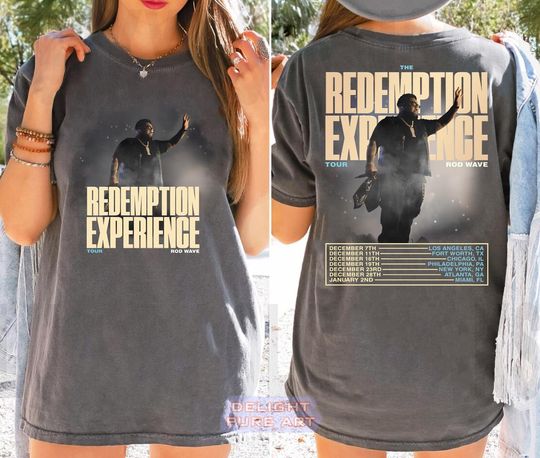Discover Rod Wave The Redemption Experience Tour 2025 Shirt, Rod Wave Rapper 2 Sided Sweatshirt, R&B Concert Merch, Streetwear, Apparel Shirt Tour