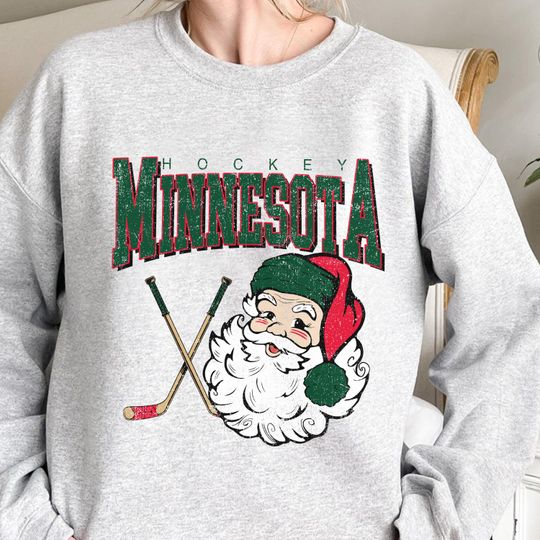 Discover Minnesota Hockey Santa Claus Sweatshirt, Funny Holiday Crewneck