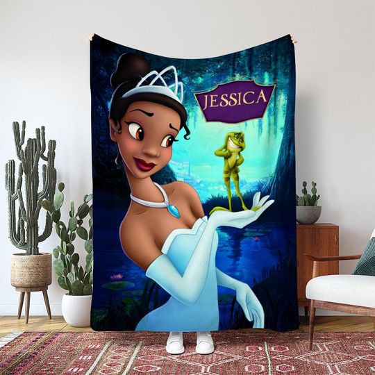 Discover Princess And The Frog Tiana Blanket, Disney Prince Naveen Frog Blanket, Disney Princess Gift Blanket, Frog Couple Love Decor