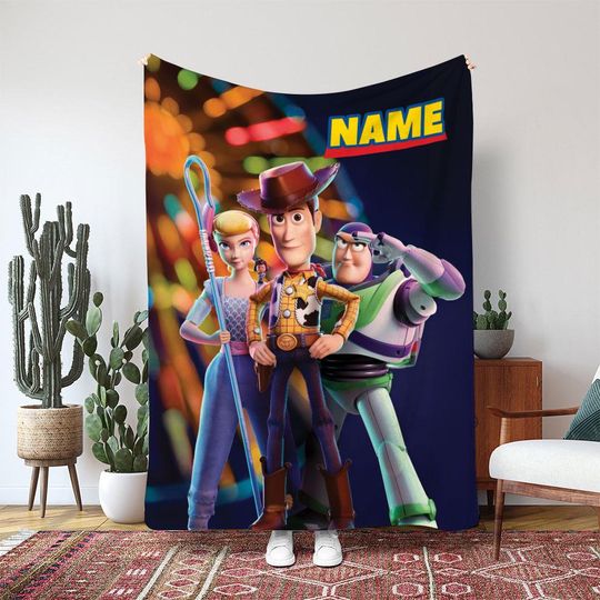 Discover Woody Buzz Bo Peep Toy Story Blanket, Pixar Cowboy Cowgirl Blanket, Space Ranger Hero Blanket, Birthday Girl Boy Gift Blanket