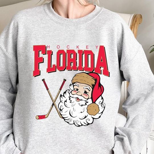 Discover Florida Hockey Santa Christmas Sweatshirt, Retro Winter Gift