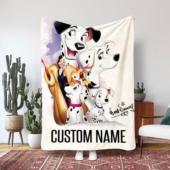 Discover Pongo Perdita Puppy Blanket, Disney Couple Dog Blanket, Magic Kingdom Kids Gift Blanket, Black White Animal Lover Blanket