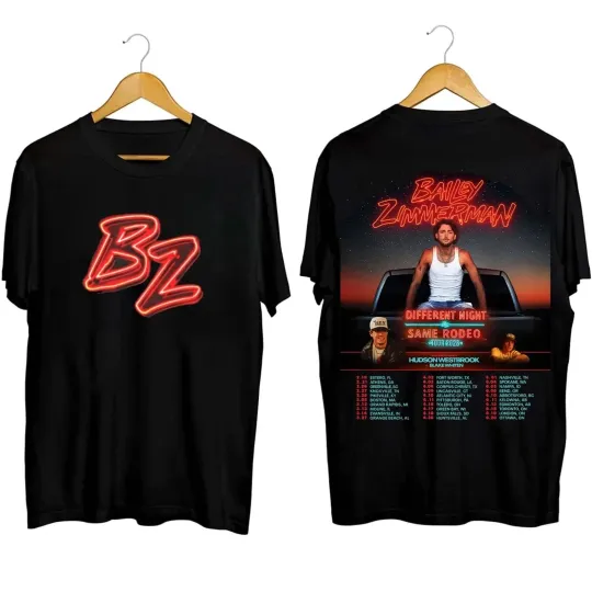 Discover Bailey Zimmerman Different Night Same Rodeo Tour 2026 Stadium Show T-Shirt