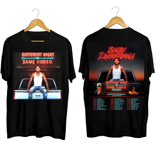 Discover Bailey Zimmerman Different Night Same Rodeo Tour 2026 Limited Edition T-Shirt