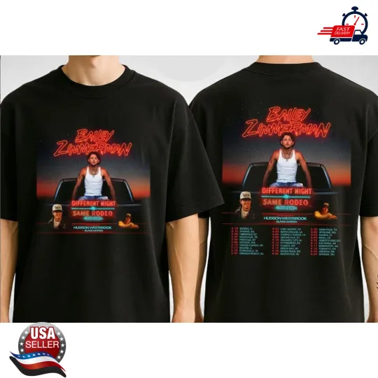 Discover Bailey Zimmerman Tour 2026 Shirt, Bailey Zimmerman Different Night Same T-Shirt