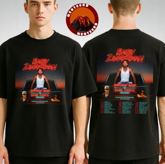 Discover Bailey Zimmerman Different Night Same Rodeo Tour 2026 Two Sides Unisex T-Shirt