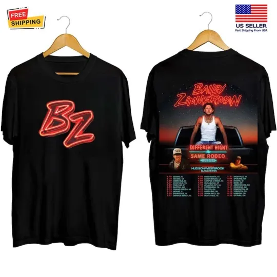 Discover Bailey Zimmerman Tour 2026 Different Night Same Rodeo T-shirt, Fan Gift Merch