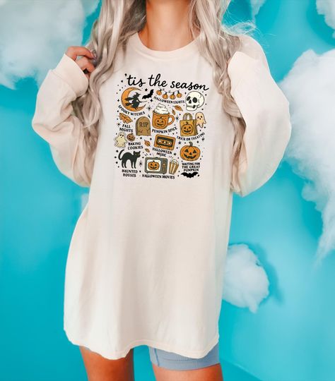 Discover Comfort Colors Retro Halloween Pumpkin Shirt, Halloween Vibes Sweatshirt
