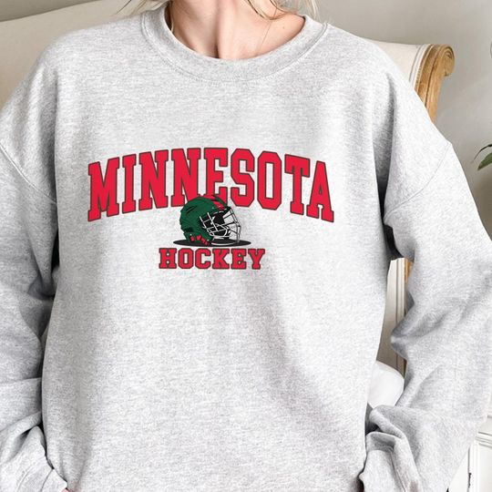 Discover Minnesota Hockey Sweatshirt, Vintage Style Sports Crewneck