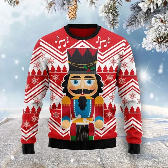 Discover Nutcracker with Drum Ugly Christmas Sweater Full SIzes XS-5XL