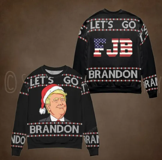 Discover BG Trump Santa Let’s Go Brandon FJB Ugly Christmas Sweater XS-5XL, Trump Sweater