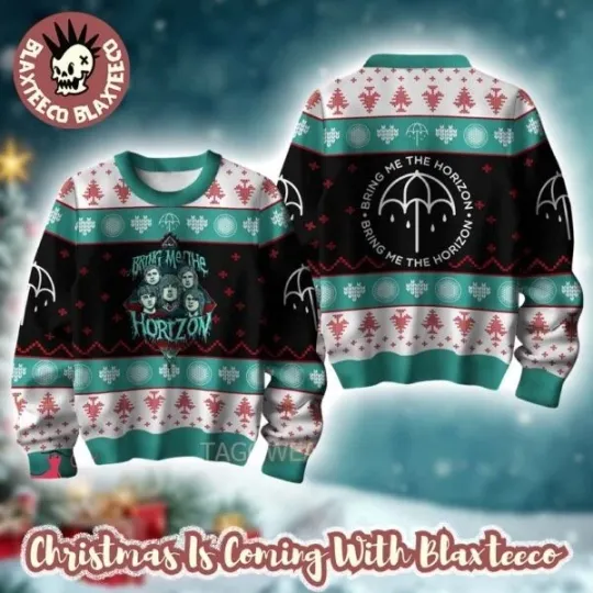 Discover Bring Me The Horizon Band Illustrator Umbrella Signature Ugly Christmas Sweater