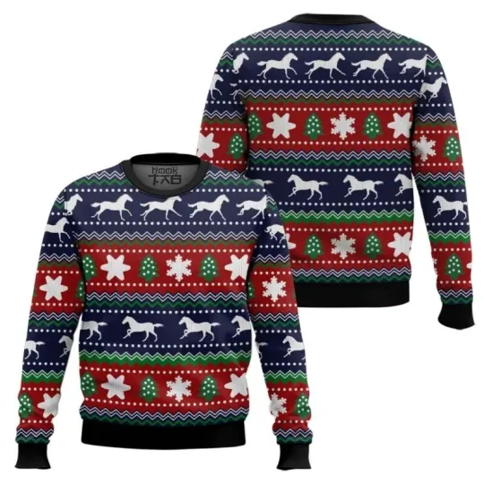 Discover Horses Pattern Ugly Christmas Sweater All Sizes