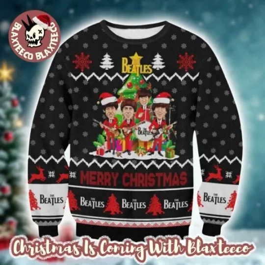 Discover The Beatles Funny Santas Under The Christmas Tree Merry Christmas Ugly Sweater