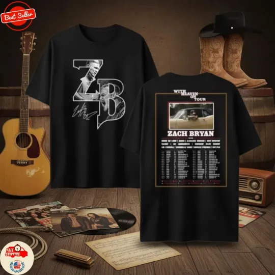 Discover Zach Bryan With Heaven On Tour 2026 T-Shirt, Zach Bryan Bull Skull Shirt