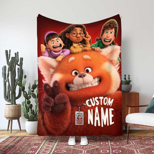 Discover Disney Turning Red Blanket, Meilin Lee Happy Pose Gift, Custom Name Teenage Girl Throw Blanket, Kids Animation Film Blanket Gift, TNA001