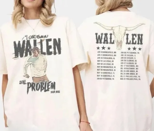 Discover Wallen Western Still The Problem Tour 2026 2 Sided T-Shirt