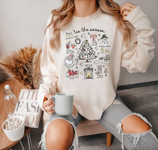 Discover Comfort Colors Tis the Season Christmas Shirt, Santa Claus Sweatshirt, Retro Holiday T-Shirt, Christmas Tree Tee, Christmas Matching Gift