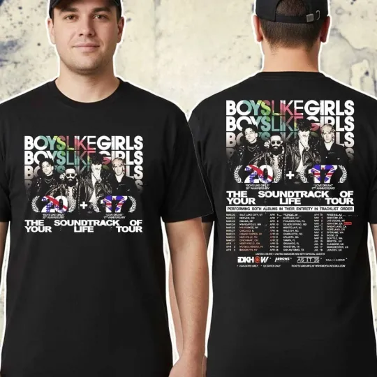 Discover Boys Like Girls The Soundtrack Of Your Life Tour 2026 Two Sided T-Shirt