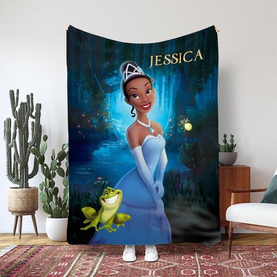 Discover Princess And The Frog Tiana Blanket, Disney Prince Naveen Frog Blanket, Disney Princess Gift Blanket, Frog Couple Love Decor, VTB496