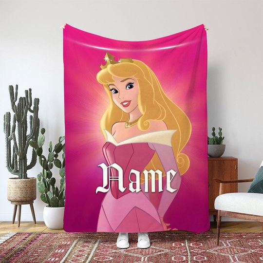 Discover Disney Sleeping Beauty Aurora Blanket, Aurora Pink Gown Blanket, Disney Movie Gift Blanket, Princess Fairy Godmother Decor