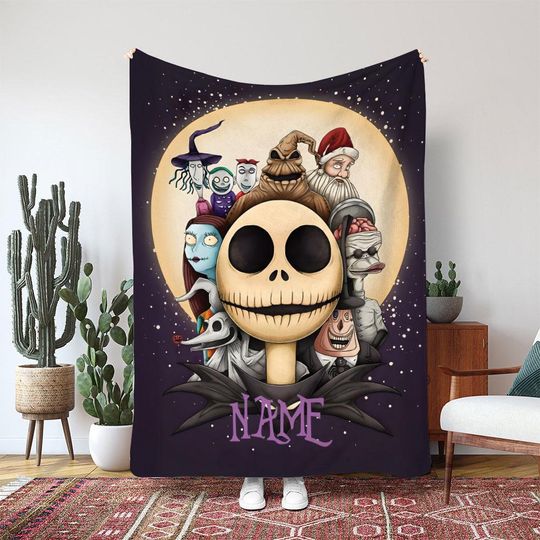 Discover Nightmare Before Christmas Jack Blanket, Disney Oogie Boogie Full Cast Gift, Tim Burton Movie Blanket, Halloween Town Blanket Gift