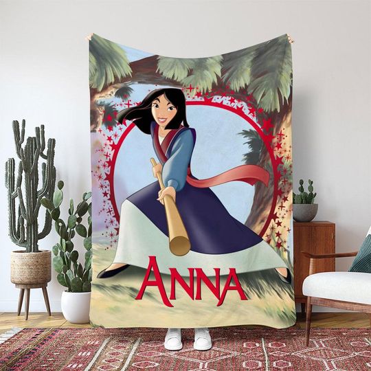 Discover Disney Princess Mulan Blanket, Warrior Mulan Blanket, Princess Hero Warrior Blanket For Kids, Chinese Princess Decor
