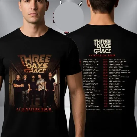 Discover Three Days Grace Alienation Tour 2026 Schedule Tour Dates Unisex T-Shirt