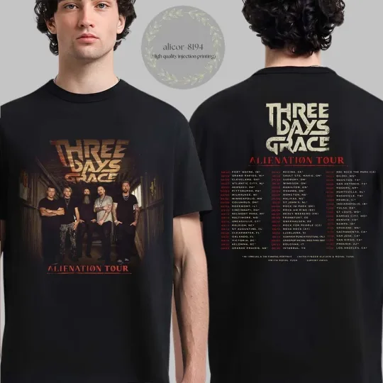 Discover Three Days Graces Alienation Tour 2026 North America Cities Dates T Shirt
