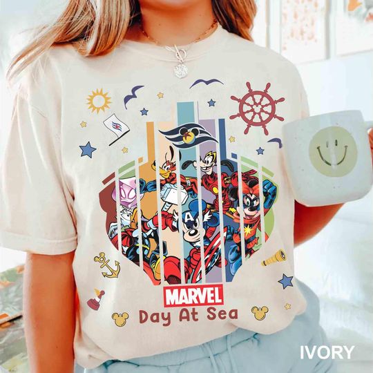 Discover Personalized Disney Cruise Line Mickey and Friends Marvel Day at Sea T-Shirt, Thor Iron Man Hulk Cruise Trip Tee, Family Vacation Gift