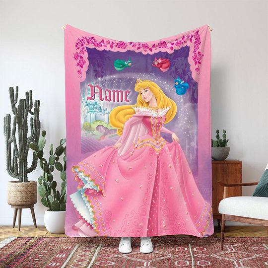 Discover Disney Sleeping Beauty Aurora Blanket, Disney Flora Fauna Merryweather Blanket, Magic Cast Blanket Gift, Three Fairies Kids Decor