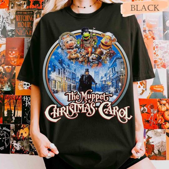 Discover Retro 90s The Muppet Christmas Carol Characters Group T-Shirt
