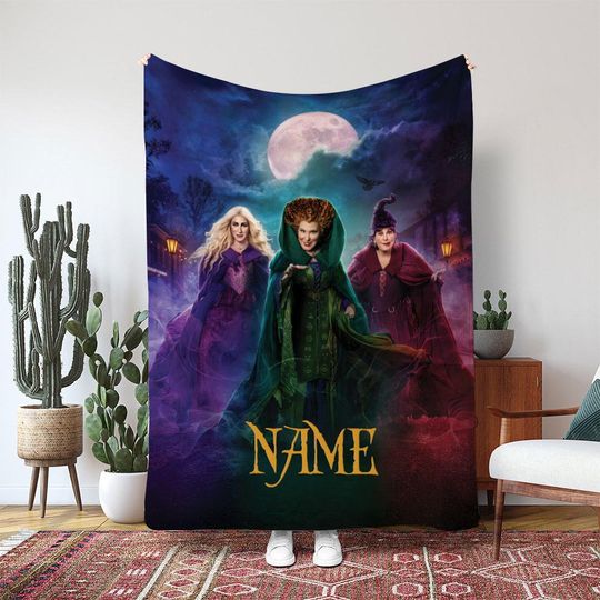 Discover Winifred Hocus Pocus Movie Blanket, Sarah Mary Witch Sister Blanket, Disney Halloween Gift Blanket, Spooky Sisters Decor