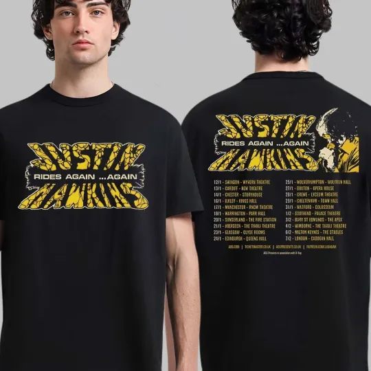 Discover Justin Hawskin Rides Again Tour 2026 Double Sided T-Shirt