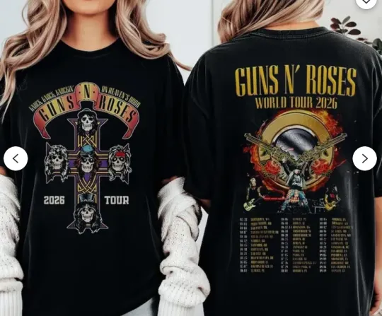 Discover Guns N’ Roses 2026 World Tour America Shirt, Two-Sided Band Tee, Rock T-Shirt