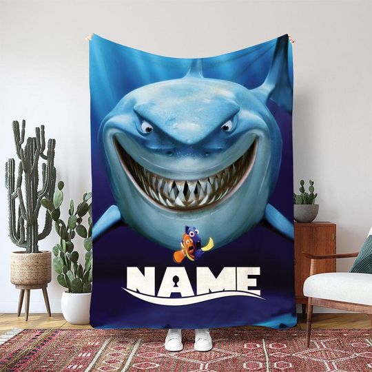 Finding Nemo Bruce The Shark Blanket, Disney Nemo Dory Fish Blanket, Ocean Adventure Movie Blanket, Birthday Girl Boy Gift Blanket