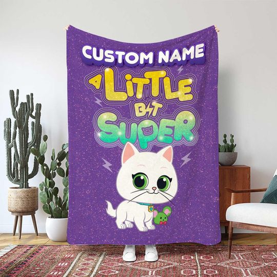 Discover Super Kitties Throw Blanket, Four Kitten Heroes Cheerful Faces Gift, Personalized Kids Name Blanket, Disney Junior Joyful Team Gift
