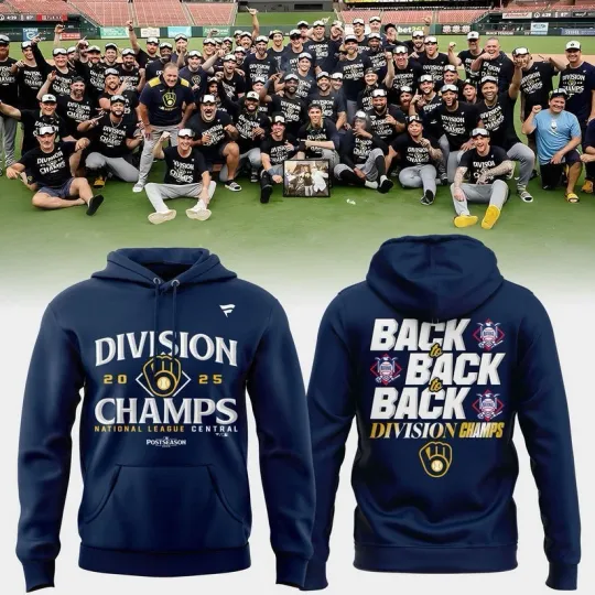 Brewers Fanatics Navy 2025 Central Division Champions Locker Room Hoodie