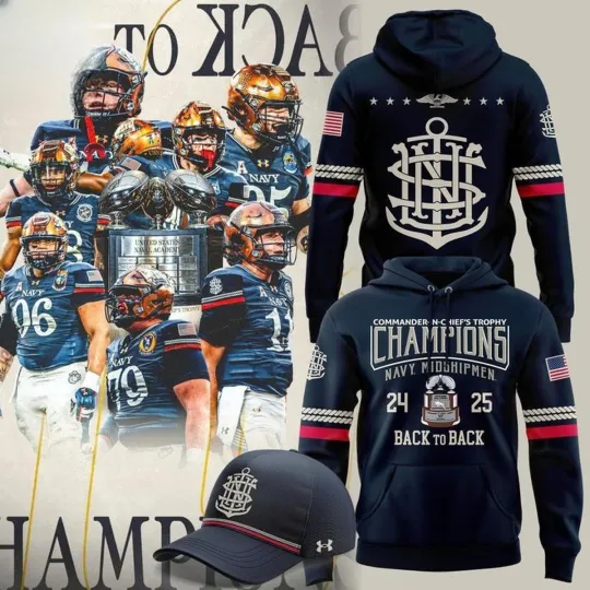 Discover Navy Football 2025 Commander-In-Chief’s Trophy Champions Hoodie