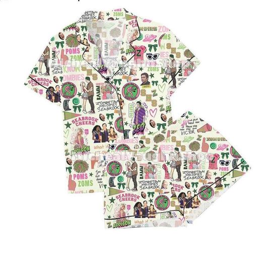 Zombies Inspired Short Pajama Set with Pocket - Seabrook Cheer Sleepwear