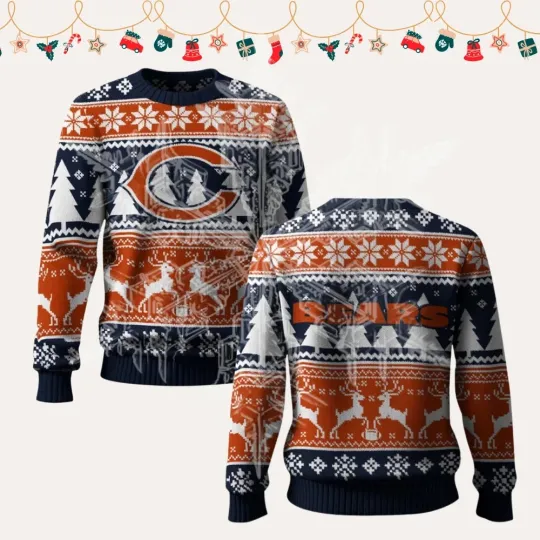 Discover RARE! 2025 Christmas Bears Reindeer Football Ugly Sweater HOT NEW