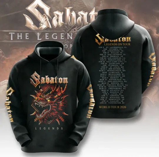 Discover Sabaton World Tour 2026 3D Apparel Hoodie