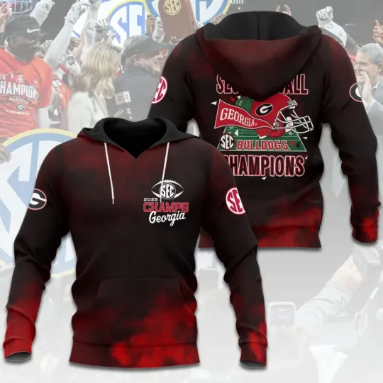 Bulldogs Football 2025 SEC Champions 3D Hoodie