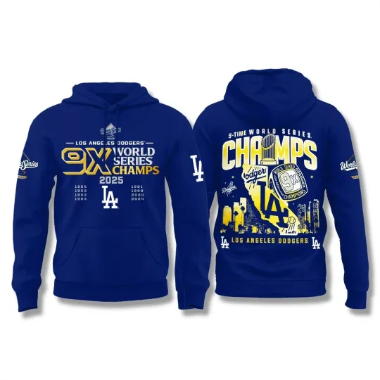 Discover Dodgers 9x World Series Champions 2025 AOP Hoodie 3D