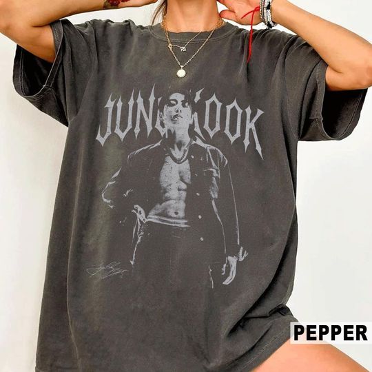 Discover Jungkook Vintage Graphic T-Shirt, Retro Kpop Washed Tee, Comfort Colors Shirt, Jungkook Tour Outfit Tee, BTS Fan Gift Unisex Shirt