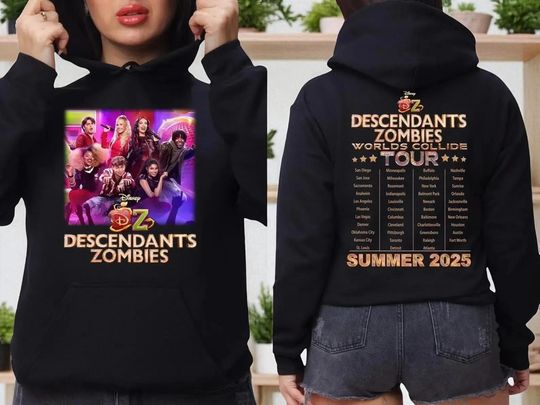 Discover Disney Channel Descendant Zombies Hoodie, Descendants Zombies World Tour Shirt, Summer 2025 Music Festival Sweatshirt, The Rise of Red Shirt