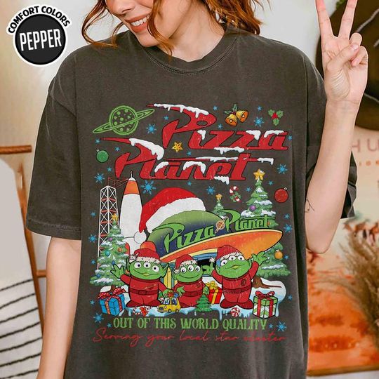 Discover Toy Story Pizza Planet Aliens Christmas T-Shirt