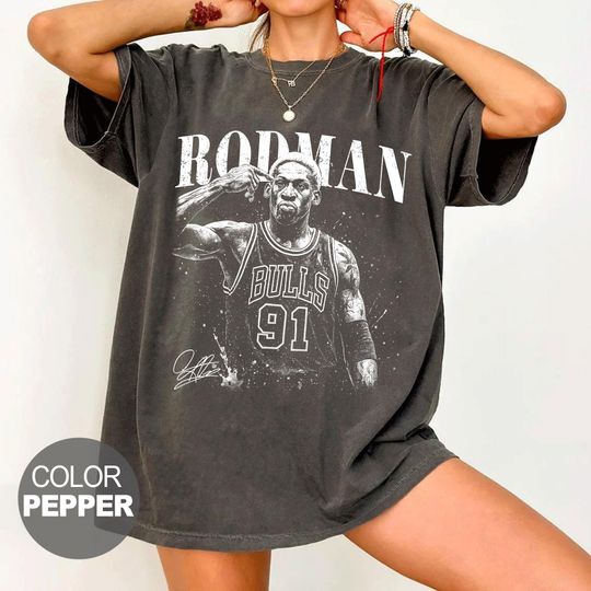 Dennis Rodman Bootleg 90s Vintage Shirt, Retro Washed Black Bulls Tee, Rodman Graphic Shirt,Chicago Basketball Streetwear Top