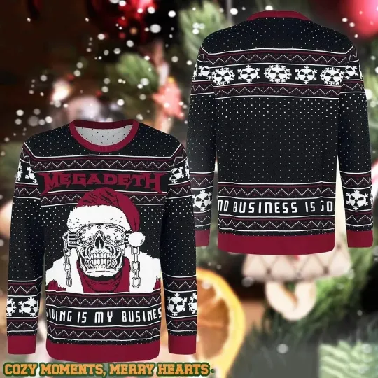 Discover Megadeth Band Giving Is My Business Ugly Sweater 3D Shirt Unisex All Sizes Hot
